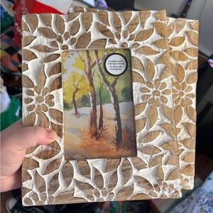 2 Wooden Photo Frame with White Floral Design